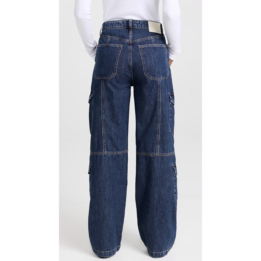 Rag & Bone Jeans Womens 26 Cailyn Cargo Wide Leg Utility Dark Blue Denim Relaxed - Picture 3 of 16